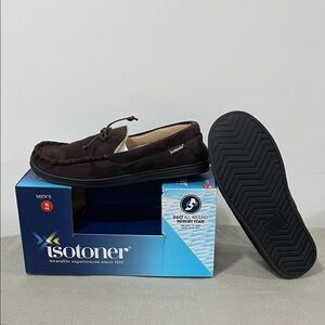 New men’s Isotoner 360 All Around Memory Foam XL 11-12 slippers dark chocolate